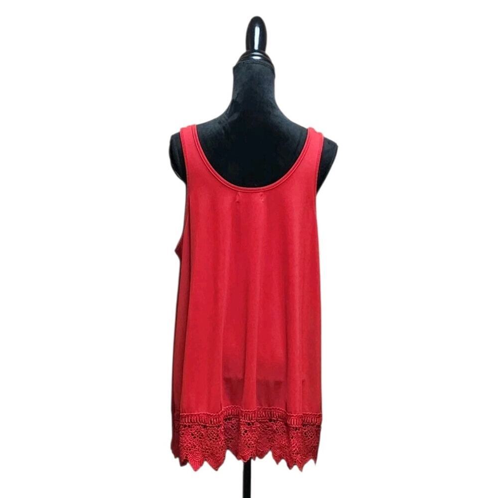 XMAJ Plus Size 2X Tank Top Red Travel Stretch Women's Casual Sleeveless Shirt - Picture 7 of 8